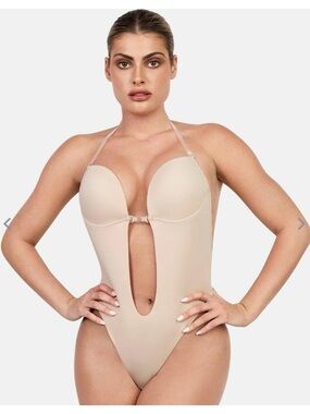 💵NWT Sexy Life  Nude Plunge Bodysuit Size 2XL